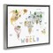 Stupell Industries Map Of World Pastel Animals Floating Frame, design by Carla Daly